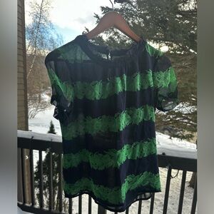 J. Crew Black and Green Blouse